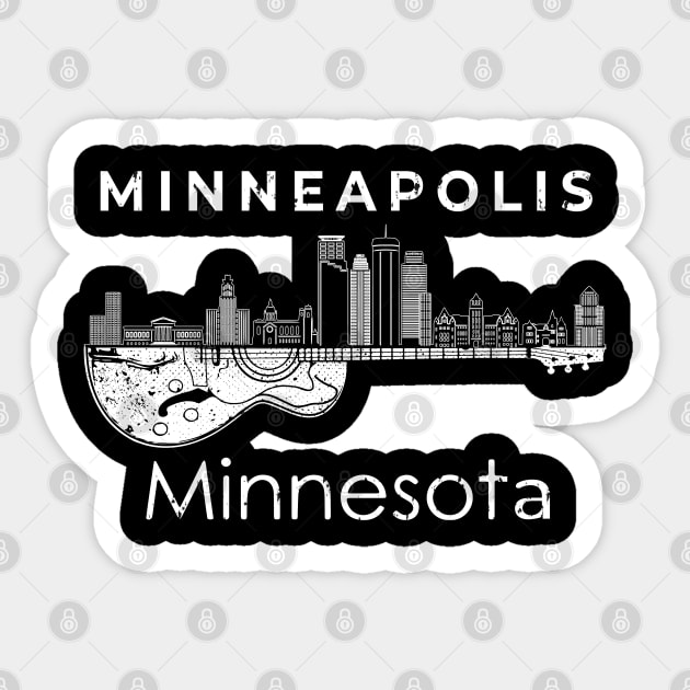 Minneapolis Souvenir Men Minnesota Gift Music Electric Guitar Sticker by PomegranatePower